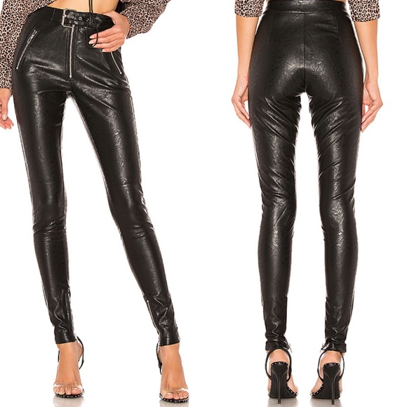 Danielle Guizio Belted Leather Pants 